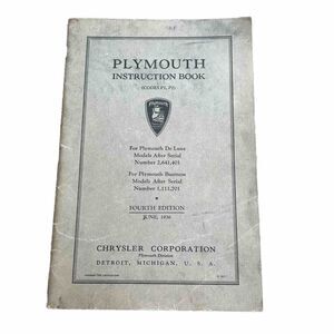 1936 Plymouth Owners Manual User Guide Operator Instruction Book Fuses Fluids